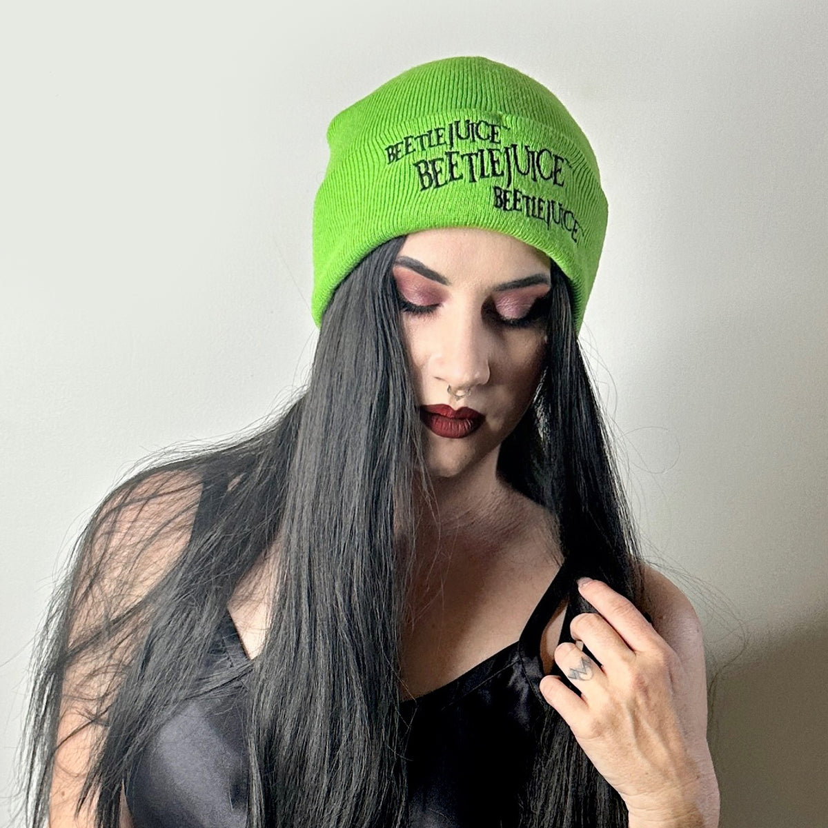 Neon Green Beetlejuice Beanie