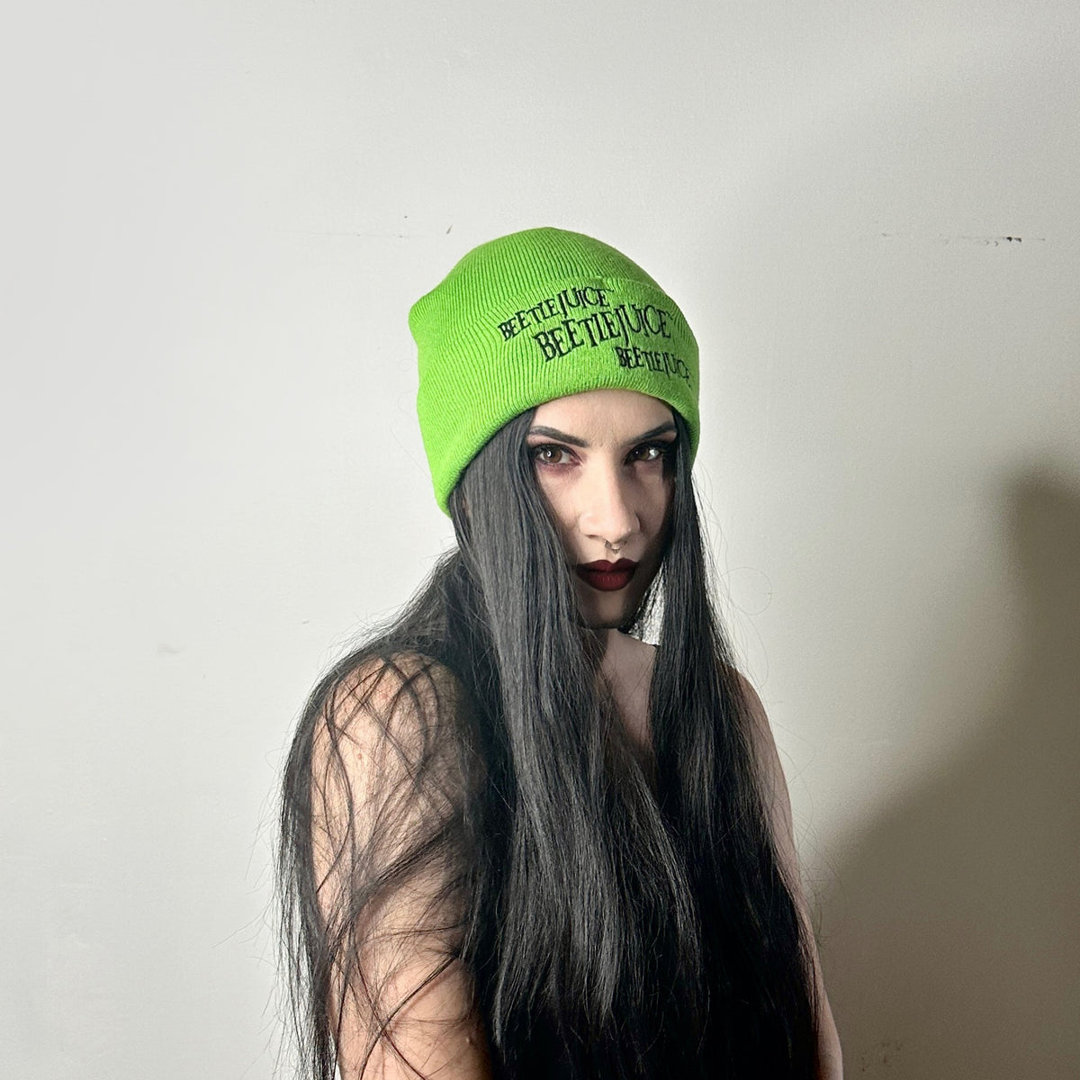 Neon Green Beetlejuice Beanie