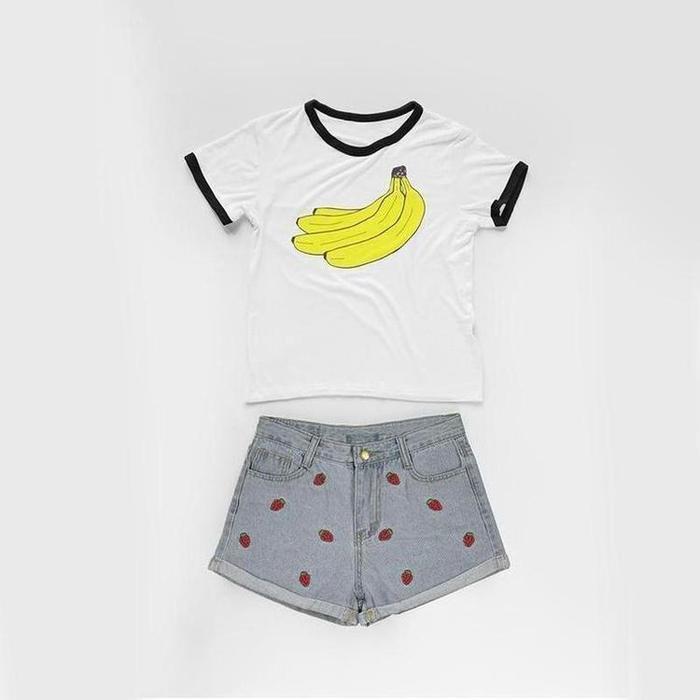 Banana Graphic Ringer T-Shirt-Graphic Shirt-ESPI LANE