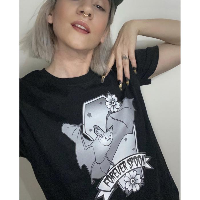 Black Forever Spooky Bat Unisex Tee-Graphic T-Shirts-ESPI LANE