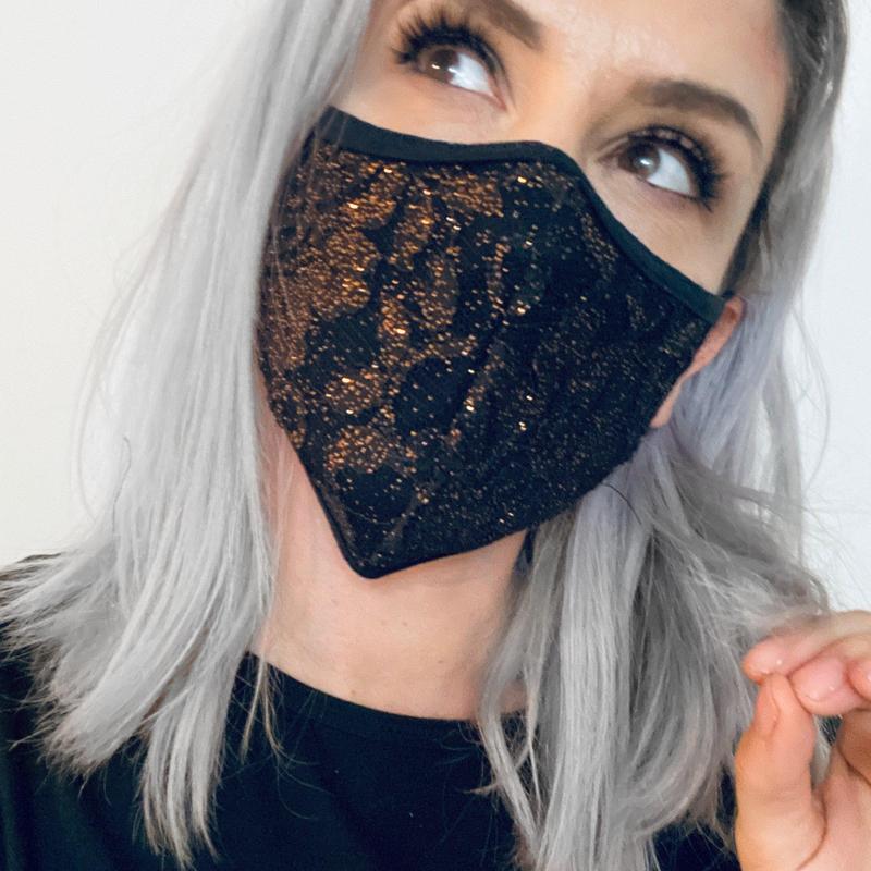 Black & Gold Glitter Fashion Mask-Face Masks-ESPI LANE