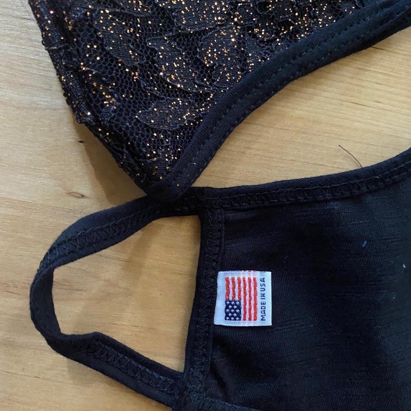Black &amp; Gold Glitter Fashion Mask-Face Masks-ESPI LANE