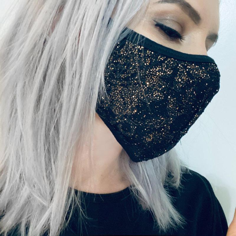 Black & Gold Glitter Fashion Mask-Face Masks-ESPI LANE