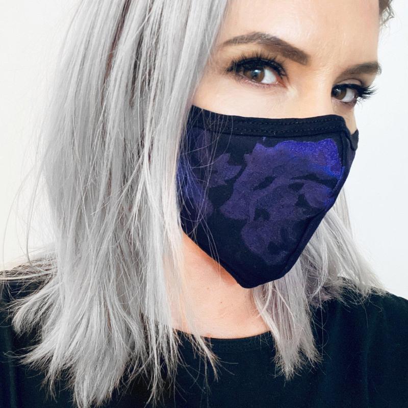 Black & Purple Floral Face Mask-Face Masks-ESPI LANE