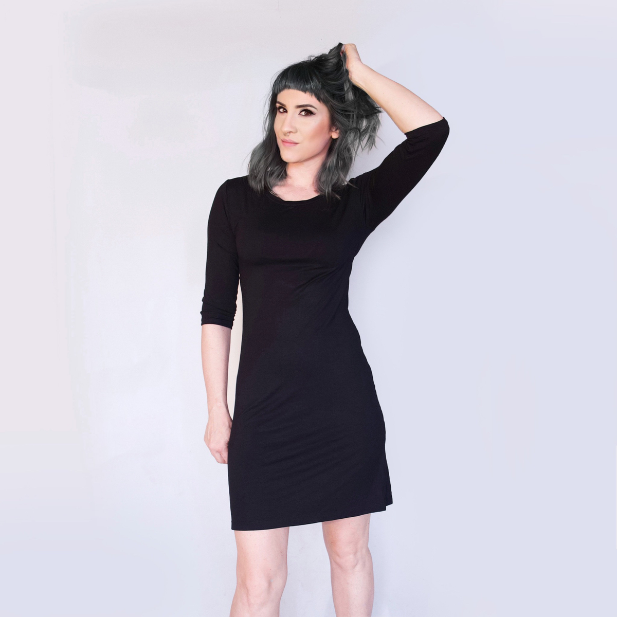 Black Quarter Sleeve Mini Dress-Dress-ESPI LANE