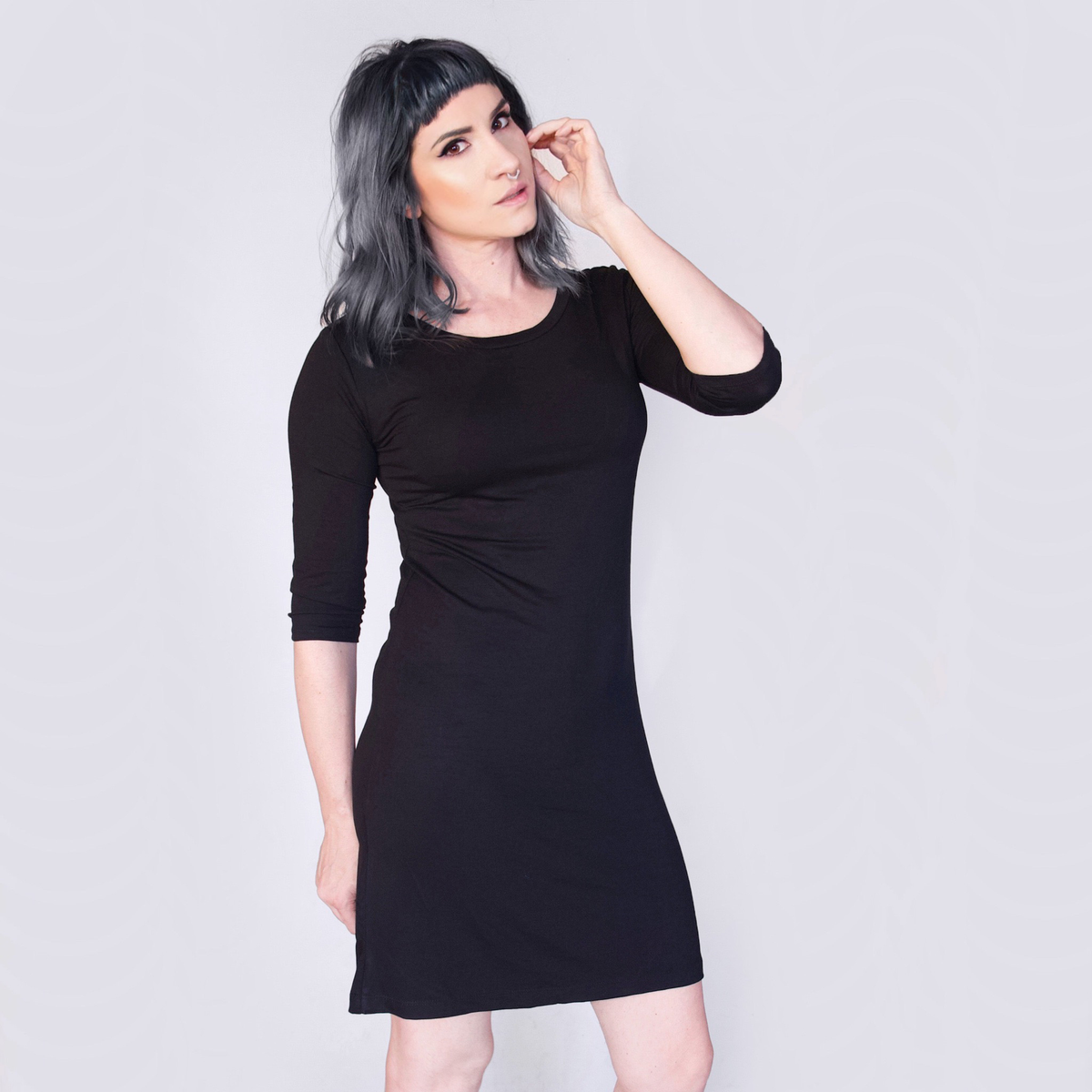 Black Quarter Sleeve Mini Dress-Dress-ESPI LANE