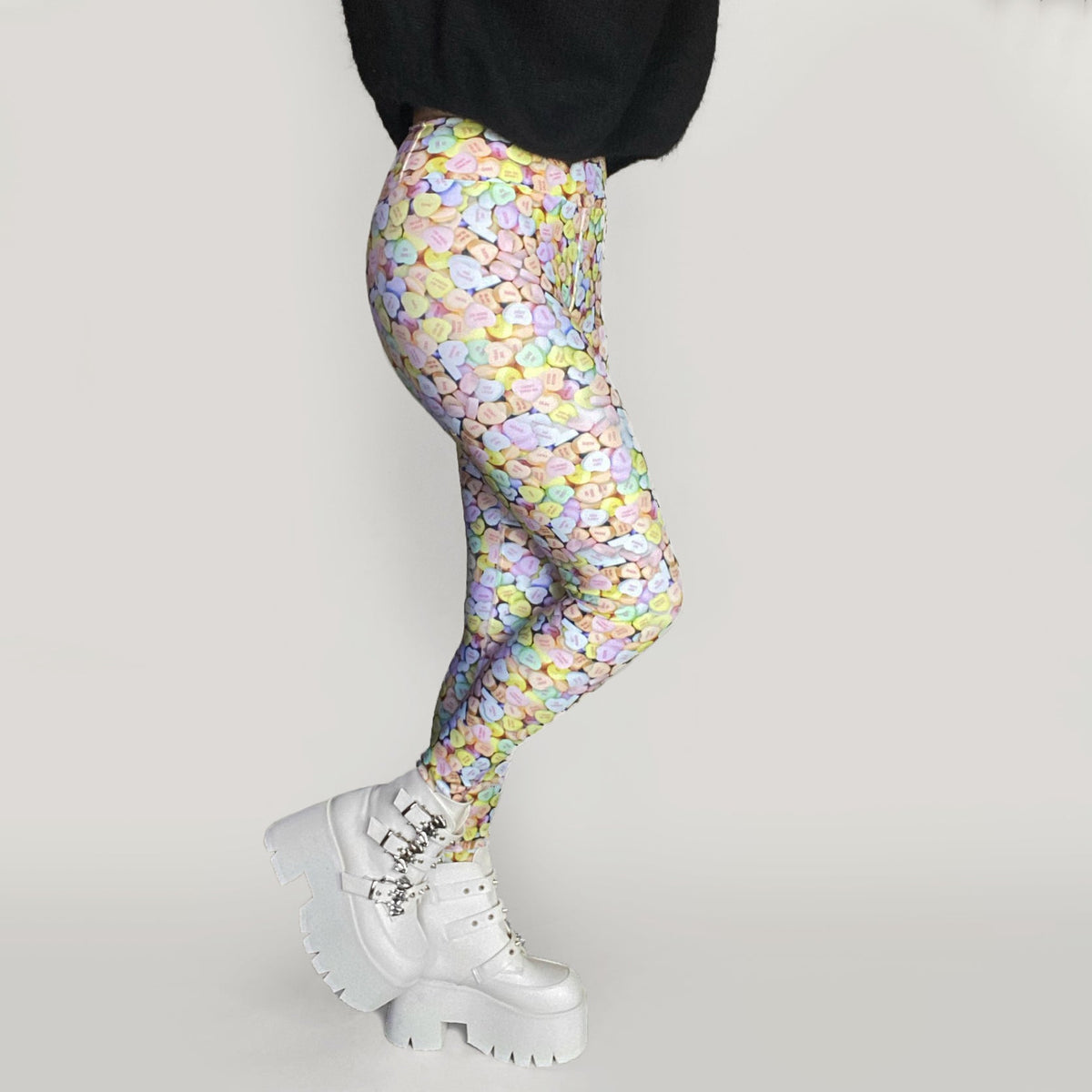 Broken Heart Candy Conversation Leggings-leggings-ESPI LANE