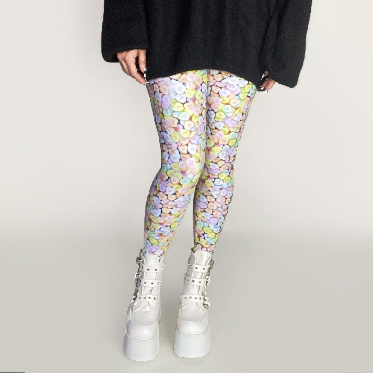 Broken Heart Candy Conversation Leggings-leggings-ESPI LANE