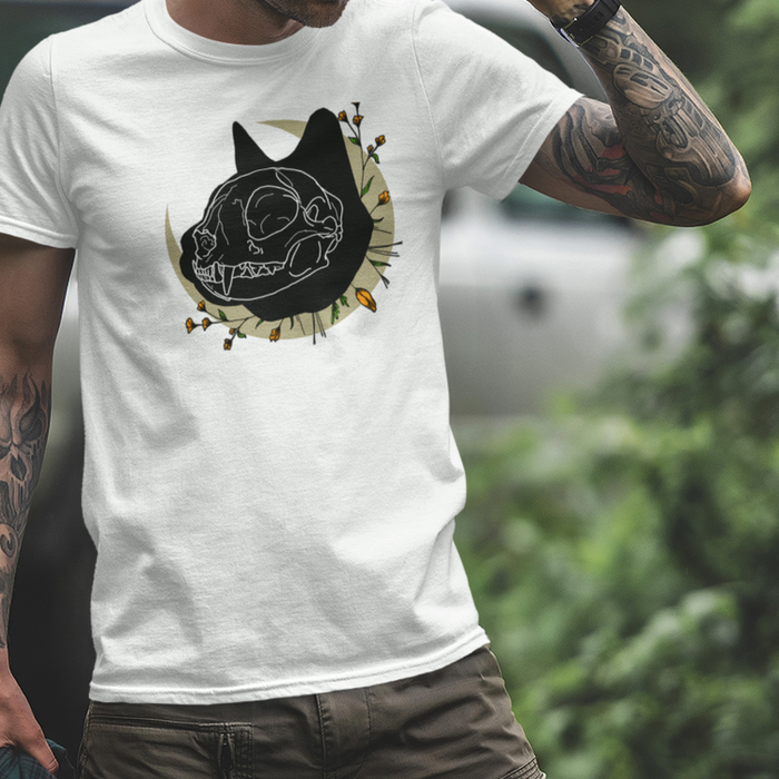 Cat Skull Moon Magica Tee-Graphic Shirt-ESPI LANE