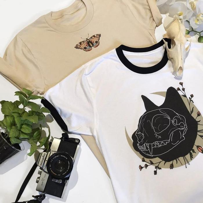 Cat Skull Moon Magica Tee-Graphic Shirt-ESPI LANE