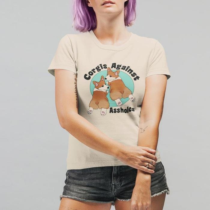Cute Corgis Against Assholes Graphic T-Shirt-Graphic Shirt-ESPI LANE