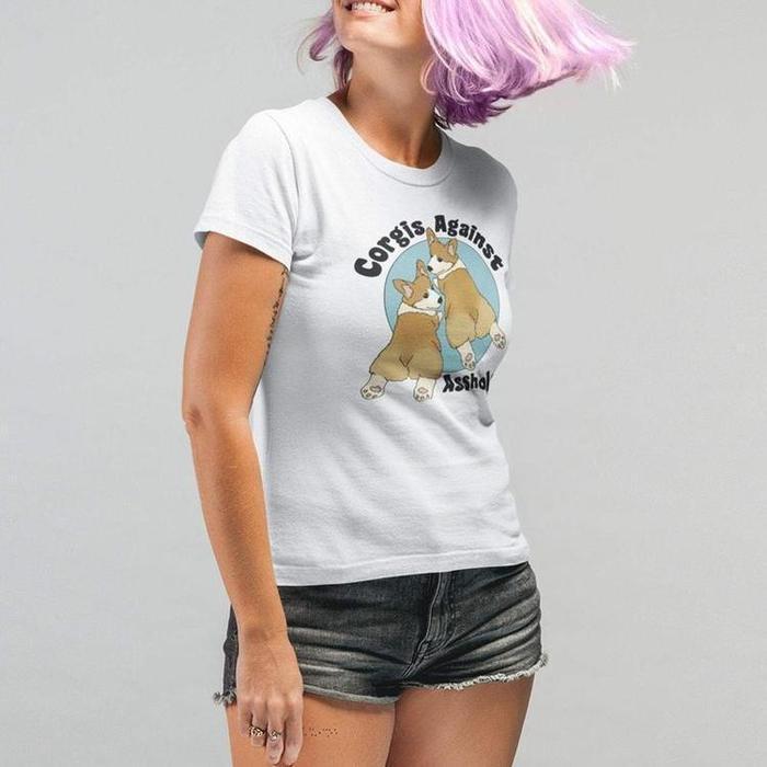 Cute Corgis Against Assholes Graphic T-Shirt-Graphic Shirt-ESPI LANE
