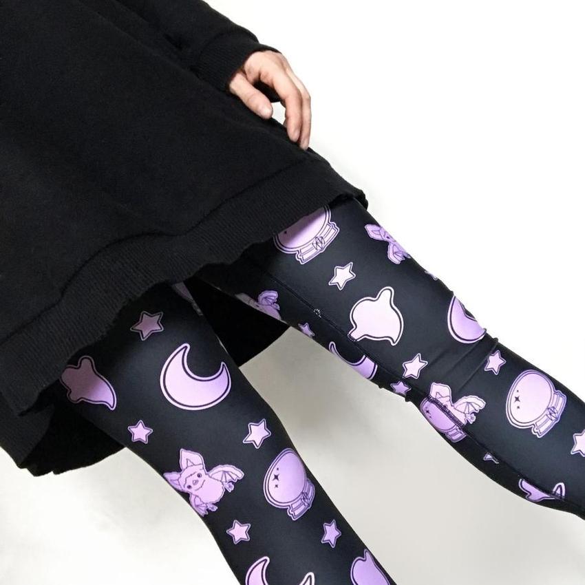 Cute Spooky Bat &amp; Ghost Leggings-leggings-ESPI LANE