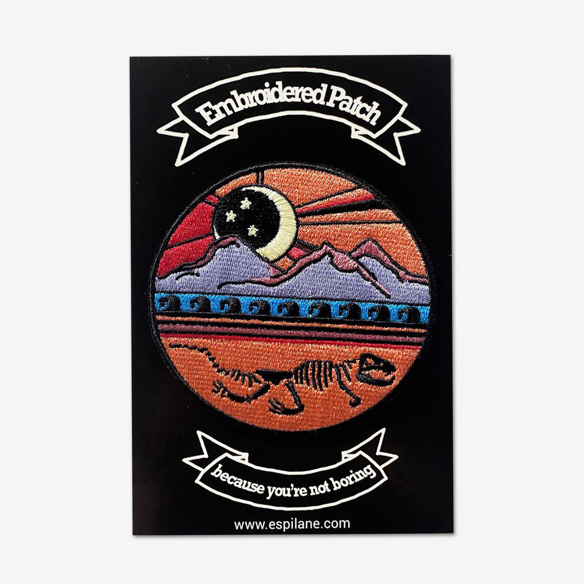 Dinosaur Skeleton Mountain Iron On Patch-Patch-ESPI LANE