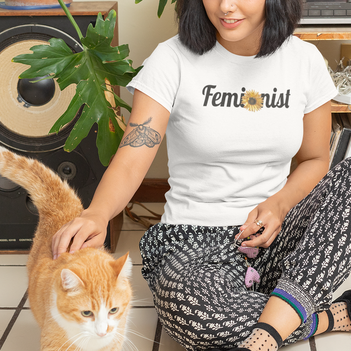 Feminist Sunflower Graphic Tee-Graphic Shirt-ESPI LANE