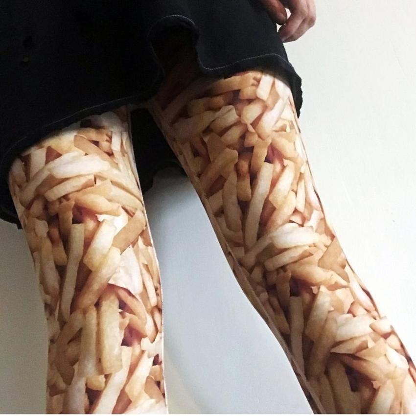 French Fry Printed Leggings-leggings-ESPI LANE