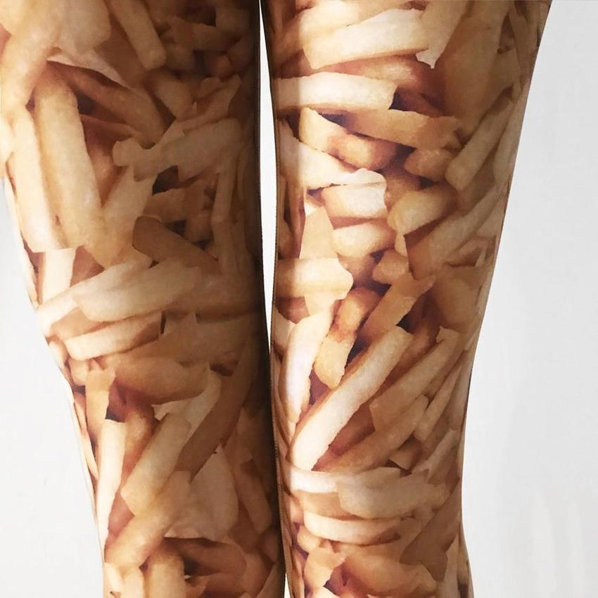 French Fry Printed Leggings-leggings-ESPI LANE