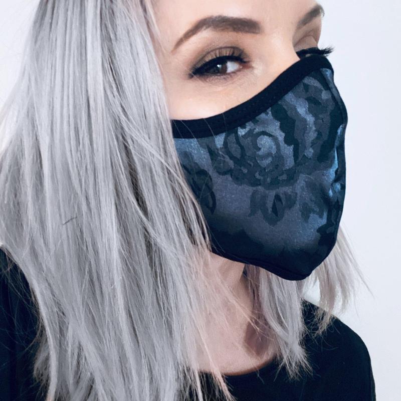 Gray &amp; Black Gothic Rose Face Mask-Face Masks-ESPI LANE