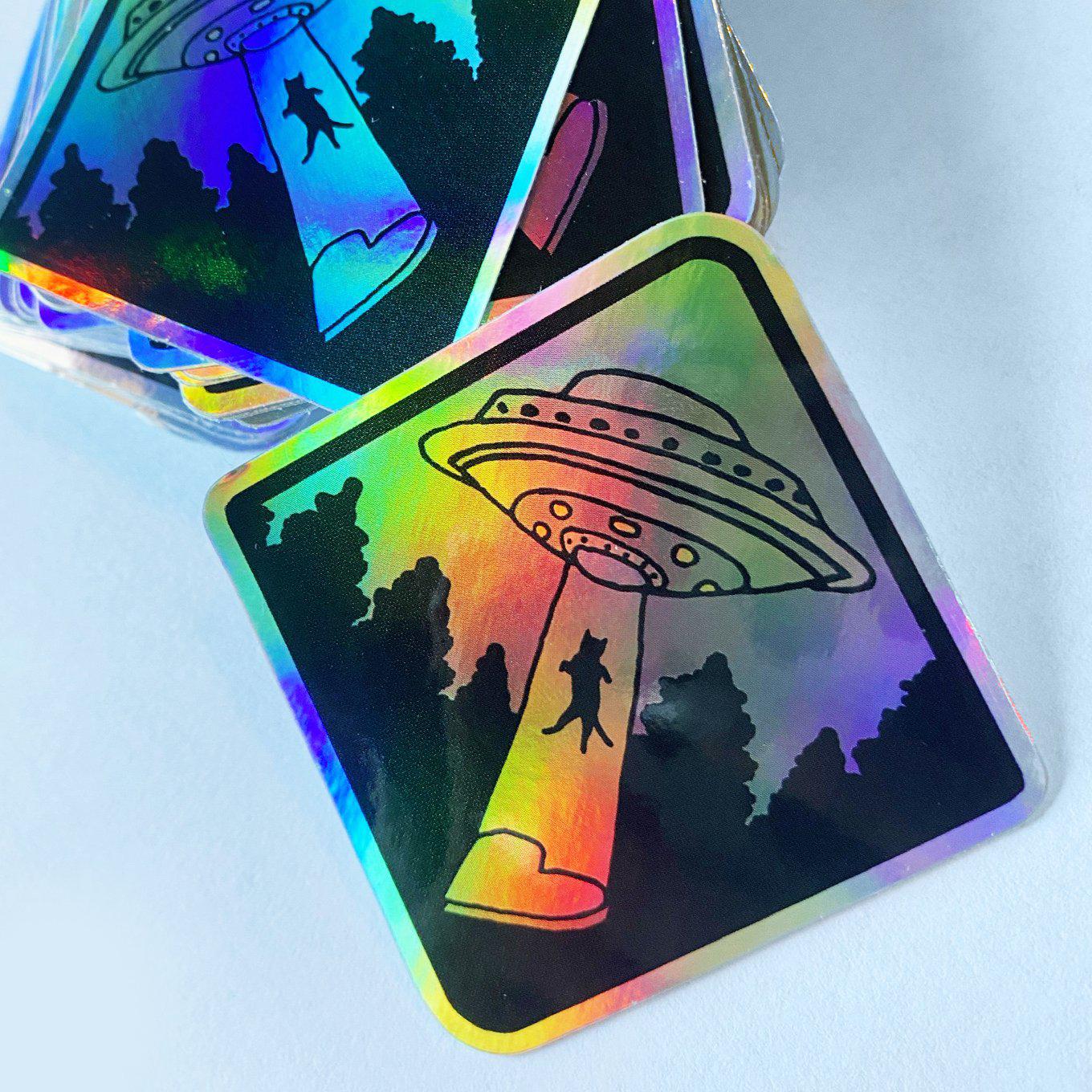 Holographic UFO Cat Decal Sticker-Sticker-ESPI LANE