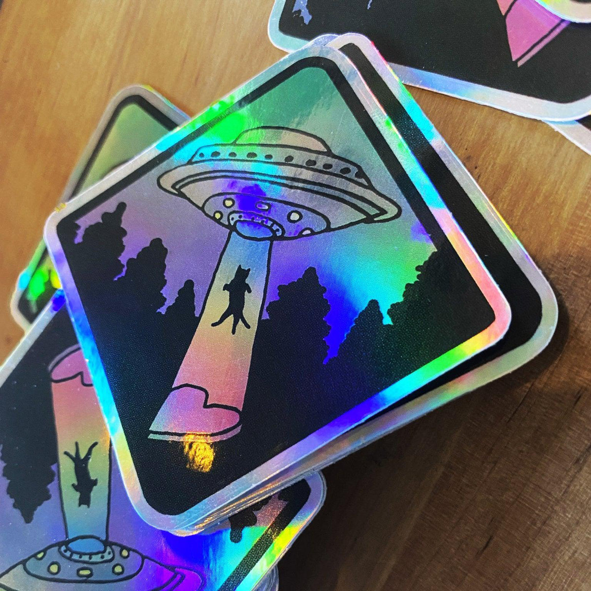 Holographic UFO Cat Decal Sticker-Sticker-ESPI LANE