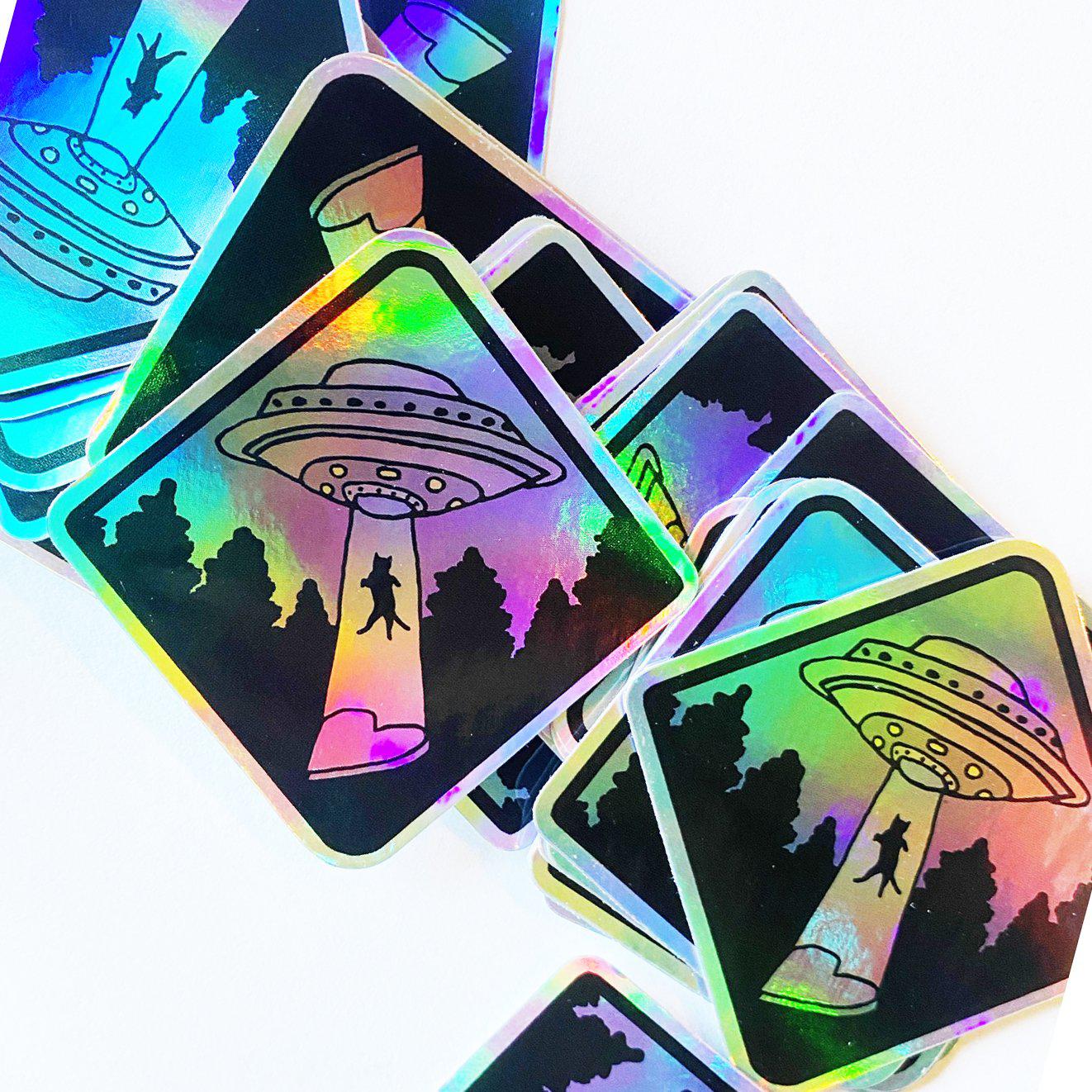 Holographic UFO Cat Decal Sticker-Sticker-ESPI LANE