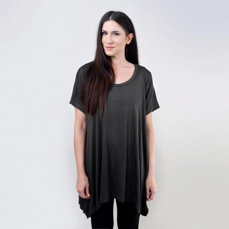 Oversized Short Sleeve Tunic Top-Tops-ESPI LANE