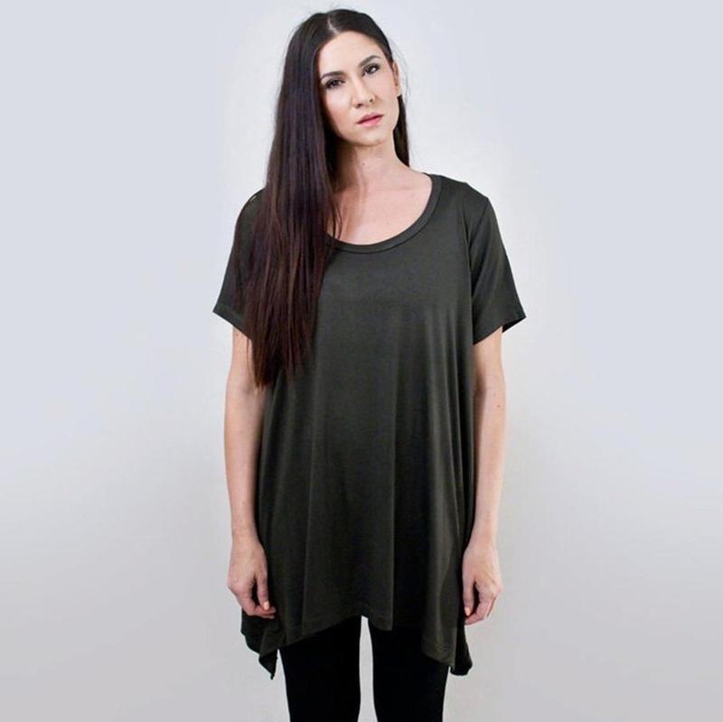 Oversized Short Sleeve Tunic Top-Tops-ESPI LANE
