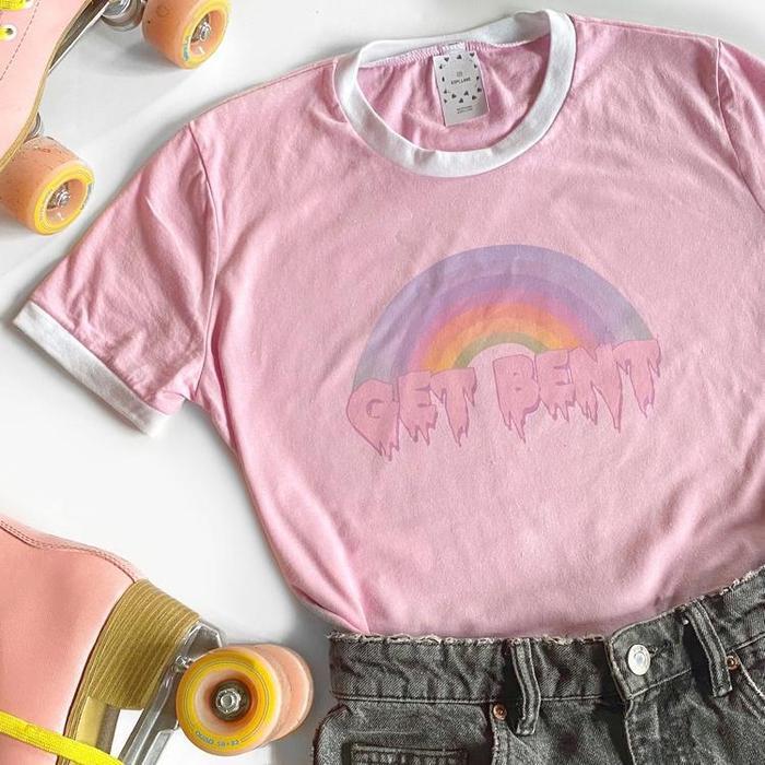 Pastel Get Bent Rainbow Tee-Graphic T-Shirts-ESPI LANE