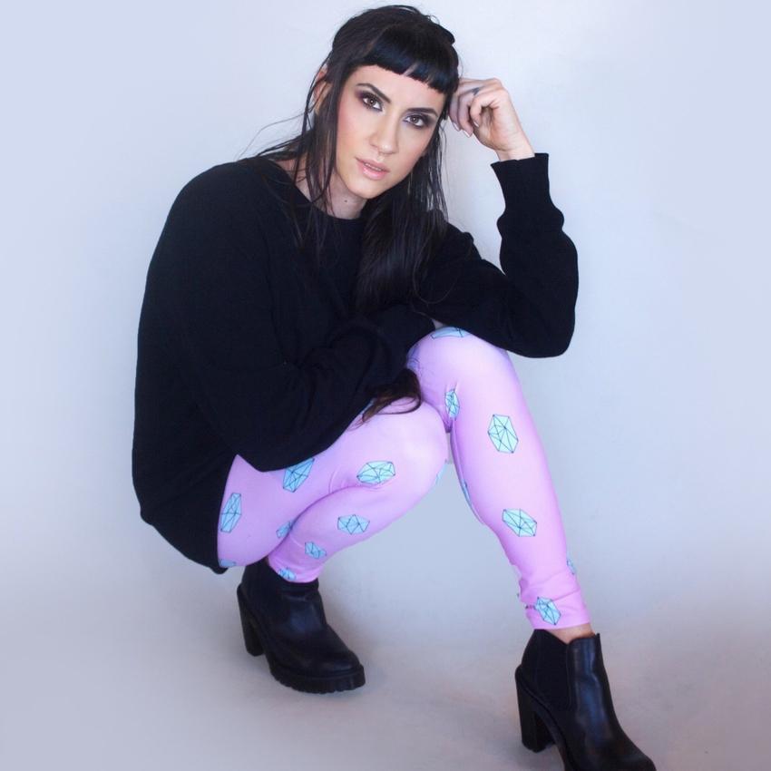 Pink Crystal Print Fairy Kei Leggings-leggings-ESPI LANE