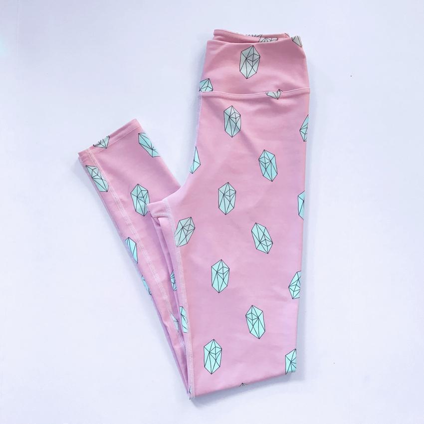 Pink Crystal Print Fairy Kei Leggings-leggings-ESPI LANE