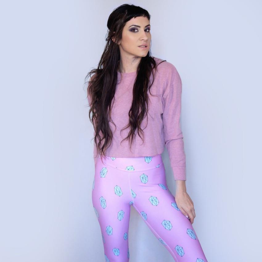 Pink Crystal Print Fairy Kei Leggings-leggings-ESPI LANE