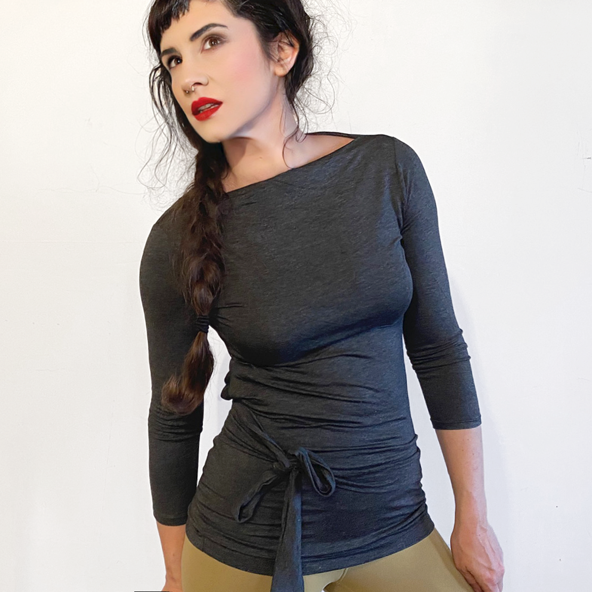 Quarter Sleeve Wrap Top-Tops-ESPI LANE