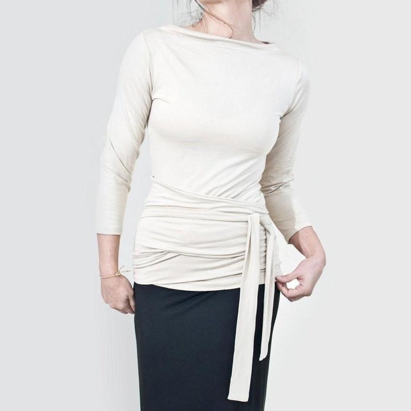 Quarter Sleeve Wrap Top-Tops-ESPI LANE
