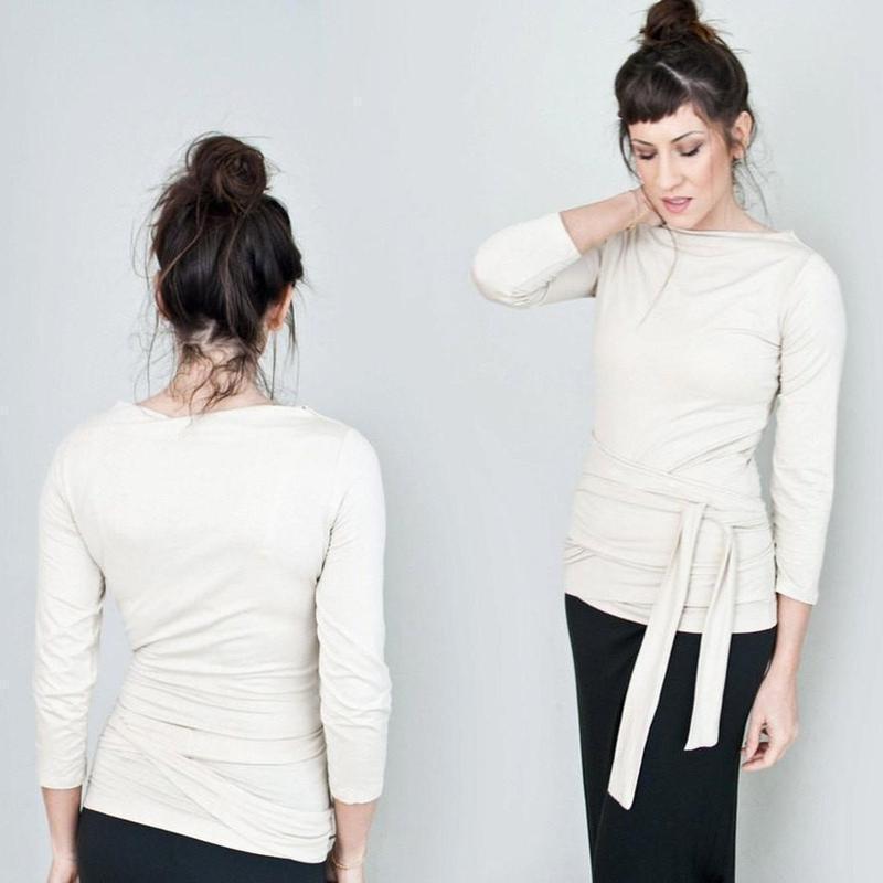 Quarter Sleeve Wrap Top-Tops-ESPI LANE