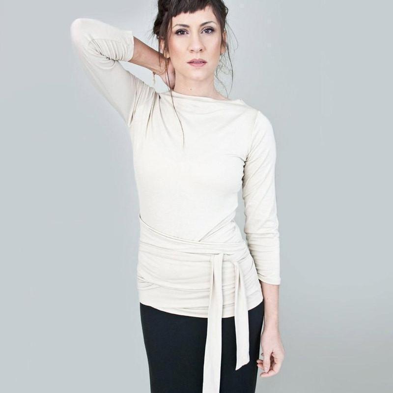 Quarter Sleeve Wrap Top-Tops-ESPI LANE