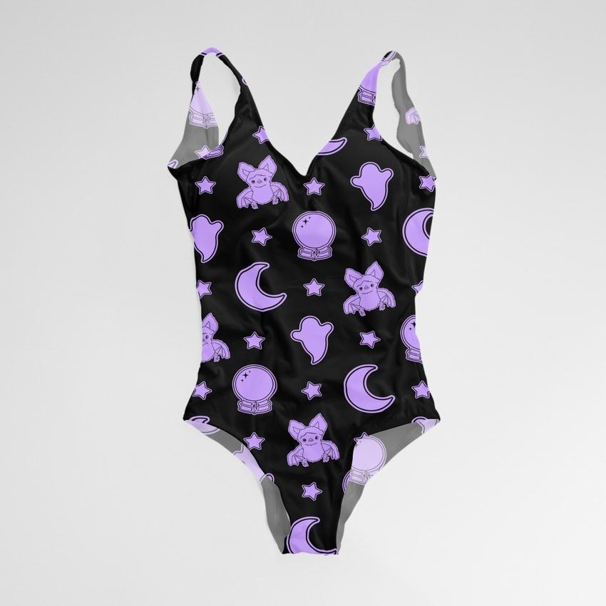 Spooky Bat Swim Bodysuit-Swimsuit-ESPI LANE