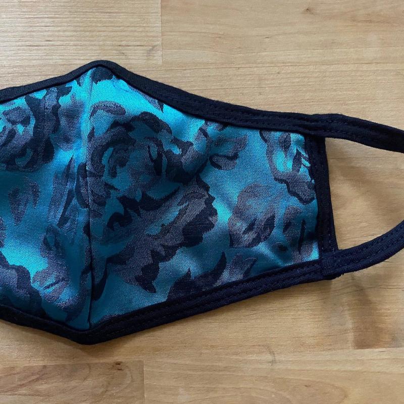 Teal &amp; Black Floral Face Mask-Face Masks-ESPI LANE