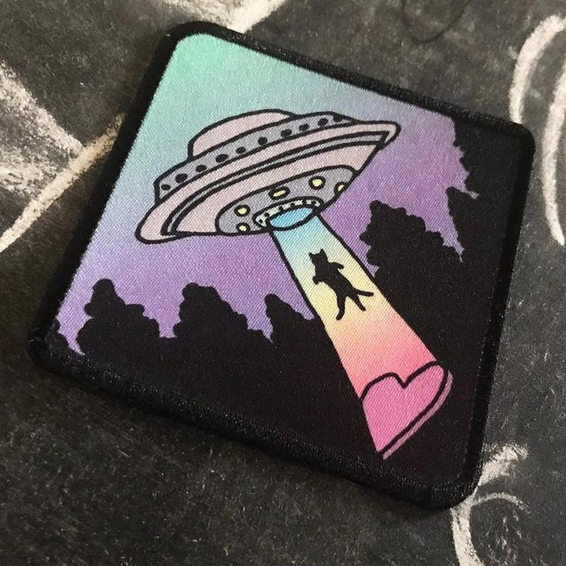 UFO Cat Printed Iron On Patch-Patch-ESPI LANE