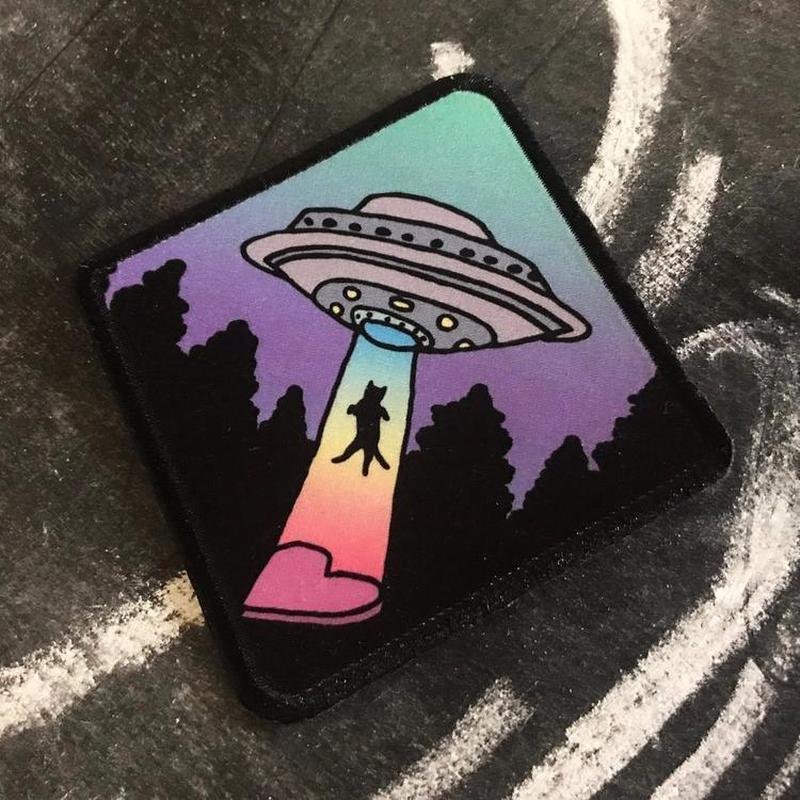 UFO Cat Printed Iron On Patch-Patch-ESPI LANE