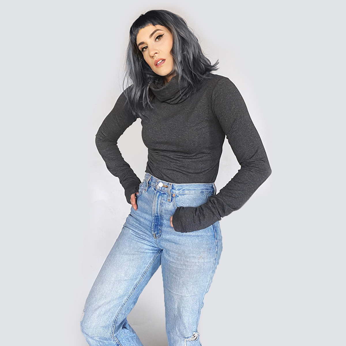 Ultra Long Sleeve Cowl Neck Top-Tops-ESPI LANE