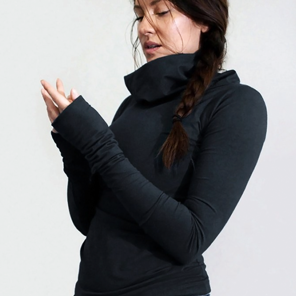 Ultra Long Sleeve Cowl Neck Top-Tops-ESPI LANE