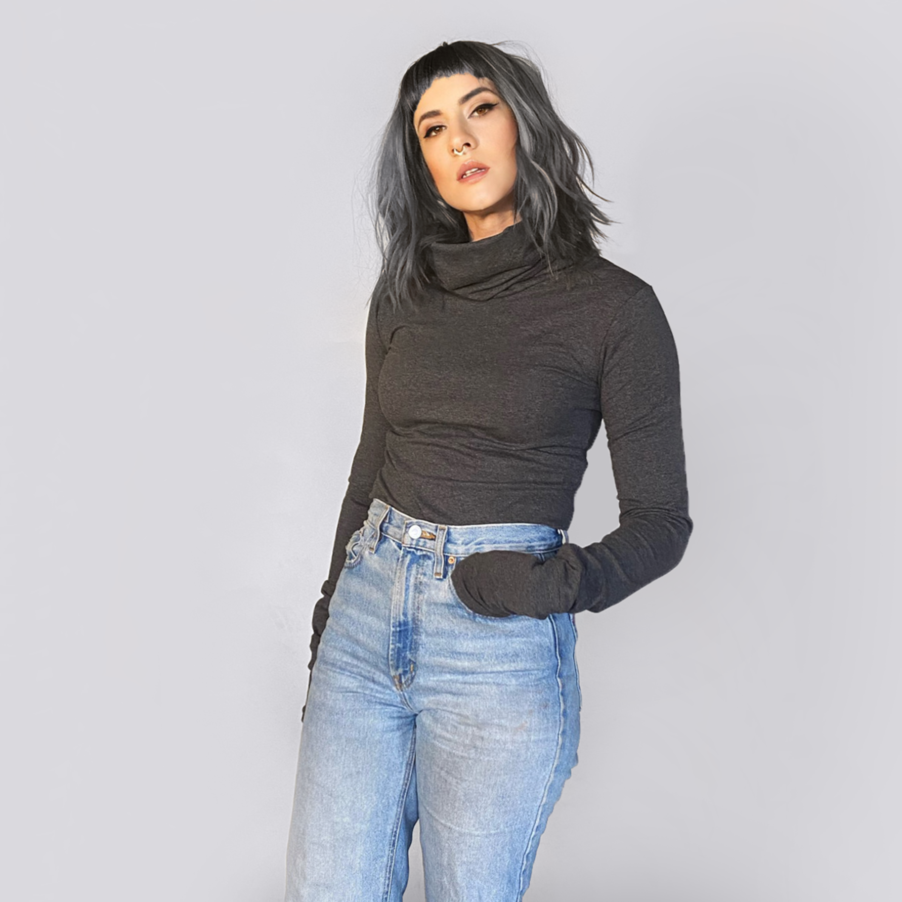 Ultra Long Sleeve Cowl Neck Top-Tops-ESPI LANE