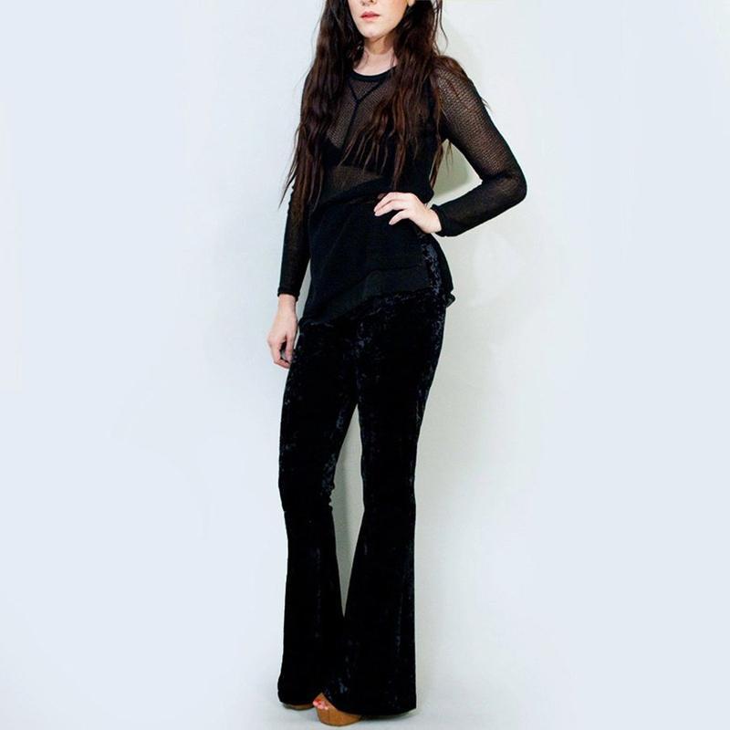 Velvet Flared Bell Bottom Pants-Pants-ESPI LANE