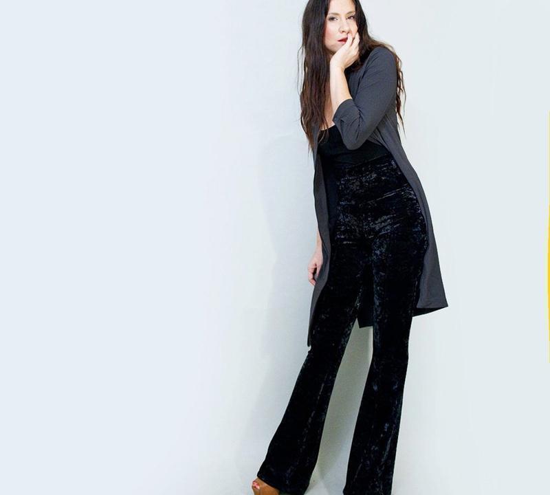 Velvet Flared Bell Bottom Pants-Pants-ESPI LANE