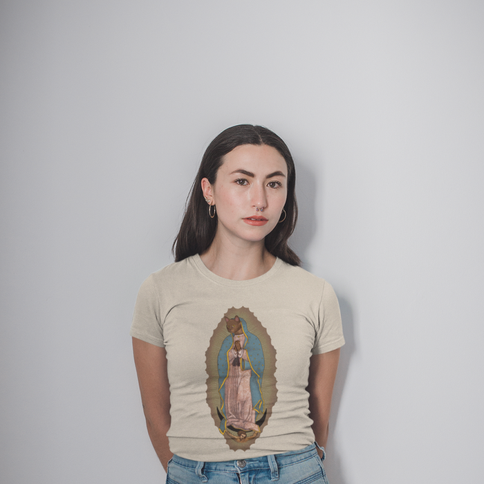 Virgin Mary Cat Graphic Shirt-Graphic T-Shirt-ESPI LANE