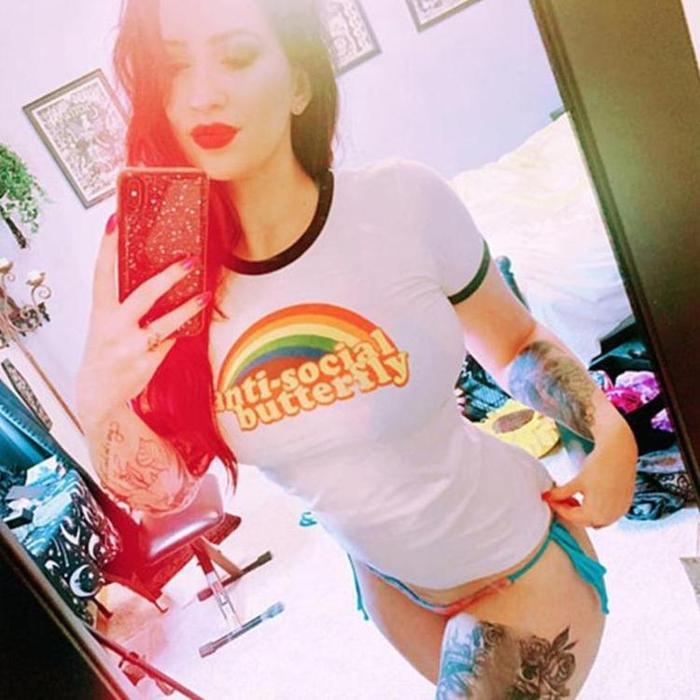 AntiSocial Retro Rainbow Grunge Tee-ESPI LANE