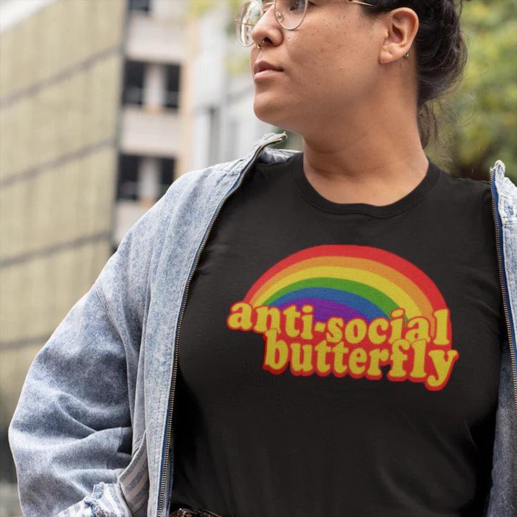 AntiSocial Retro Rainbow Grunge Tee-ESPI LANE