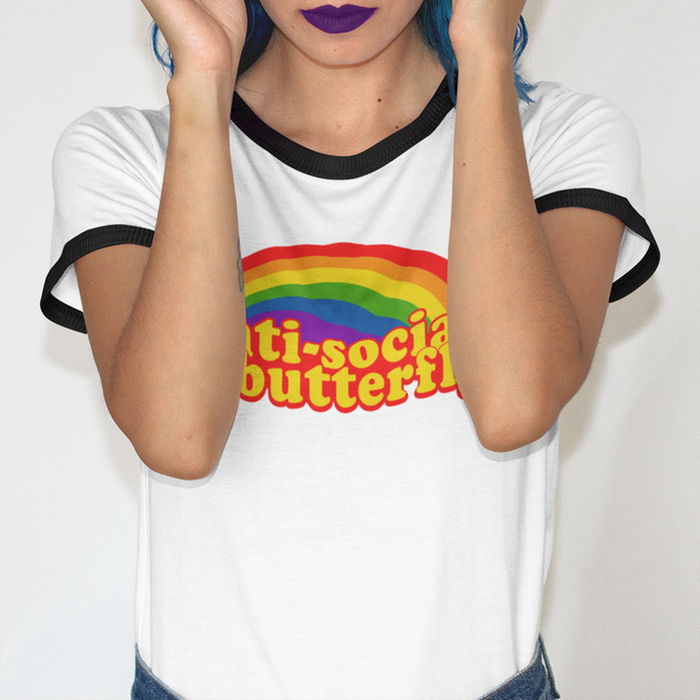 AntiSocial Retro Rainbow Grunge Tee-ESPI LANE