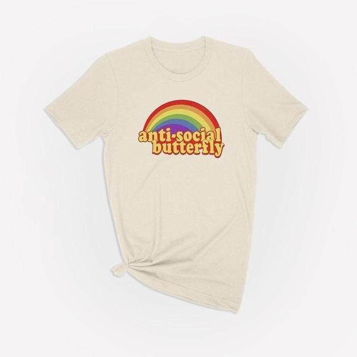 AntiSocial Retro Rainbow Grunge Tee-ESPI LANE