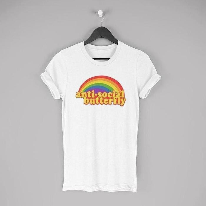 AntiSocial Retro Rainbow Grunge Tee-ESPI LANE